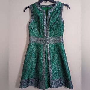 Ark & Co. Green And Metallic Sleeveless Dress Size Small